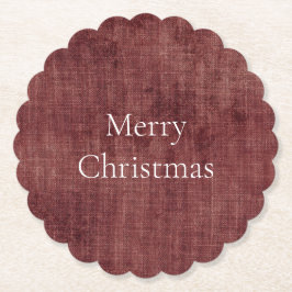 Deep Red Faux Linen (linenutseende) Underlägg Papper