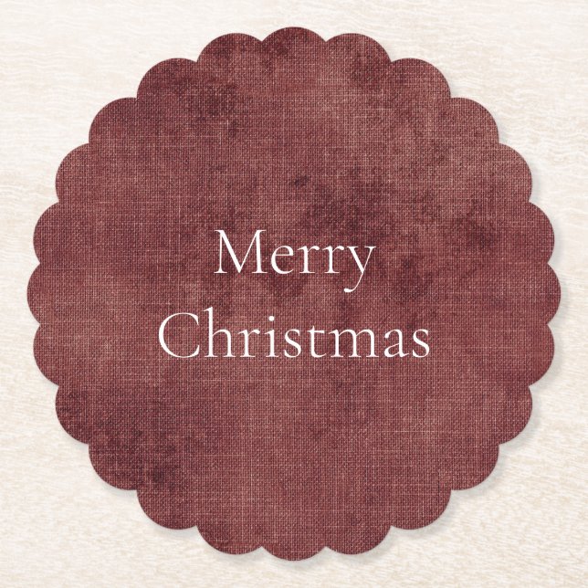 Deep Red Faux Linen (linenutseende) Underlägg Papper (Framsida)