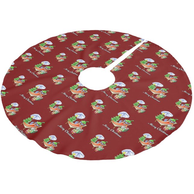 Deep Red Funny och Festive jul Chili Julgransmatta Borstad Polyester (Vinklad)