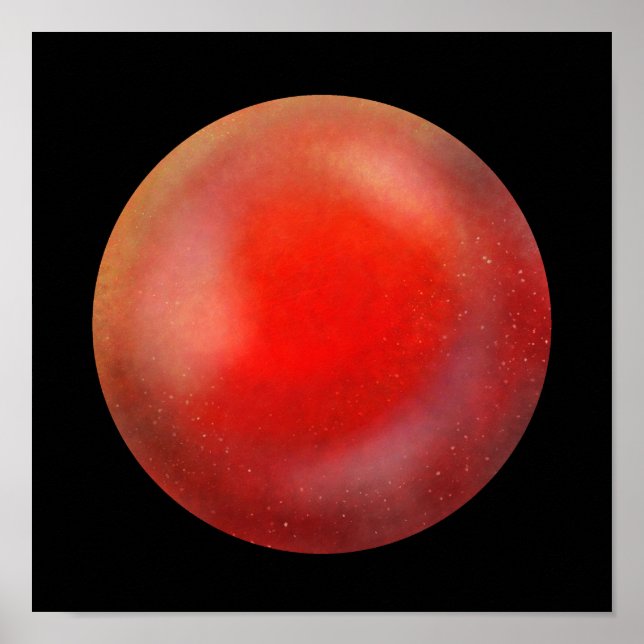 Deep Red Galaxy Orb - Crimson Marble Print Poster (Framsidan)