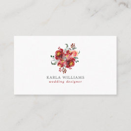 Deep-red Garden Flowers Bouquet Visitkort
