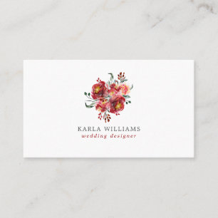 Deep-red Garden Flowers Bouquet Visitkort