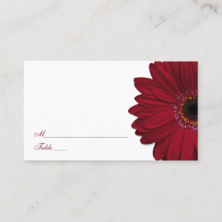 Deep Red Gerber Daisy Bröllop Place Cards Placeringskort