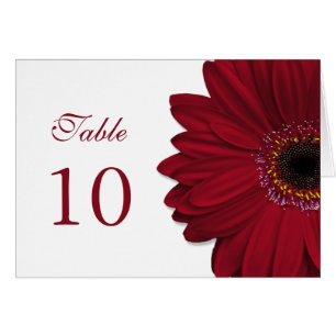 Deep Red Gerbera Daisy Bröllop Bord Card Hälsningskort