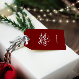Deep Red God jul Presentetikett