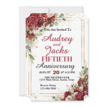 Deep Red & Gold Frame Roses Anniversary Party
