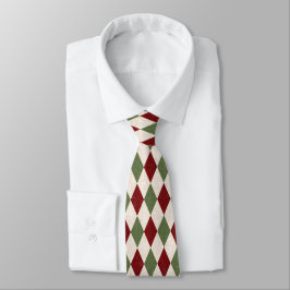 Deep Red & Grönt jul Argyle Necktie Slips