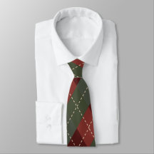 Deep Red & Grönt jul Argyle Necktie