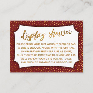 Deep Red & Guld Confetti Visning Shoft-kort Tilläggskort