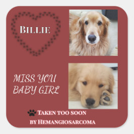 Deep Red Hemangiosarcoma Tribute Square Sticker Fyrkantigt Klistermärke
