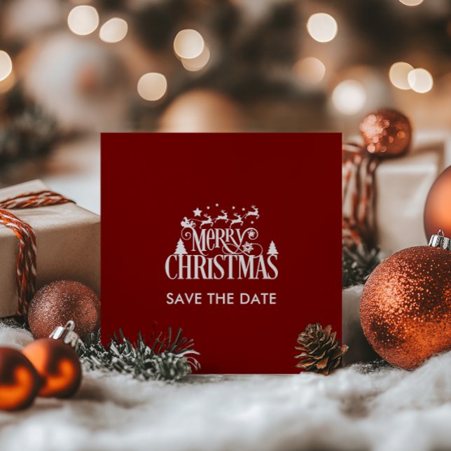 Deep Red jul Brunch Party Spara Datumet (Deep Red Christmas Brunch Party Save The Date)