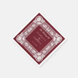 Deep Red Lace Doily Old Money Wedding Pappersservett