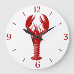 Deep Red Lobster på White Stor Klocka