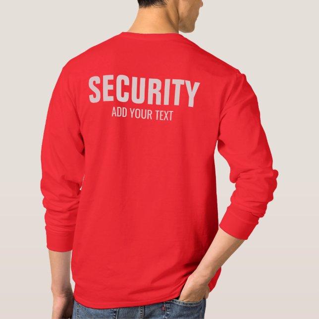 Deep Red Manar Dubbla Side Långärmad Security T Shirt (Baksida)