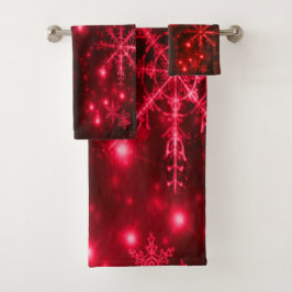 Deep Red med Bright Snöflingor Towel Set