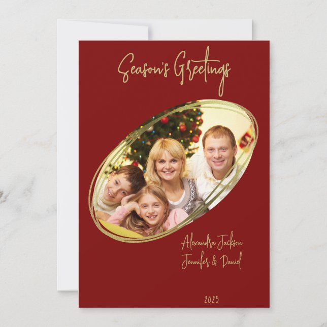 Deep Red Minimal Season - jul Julkort (Framsida)