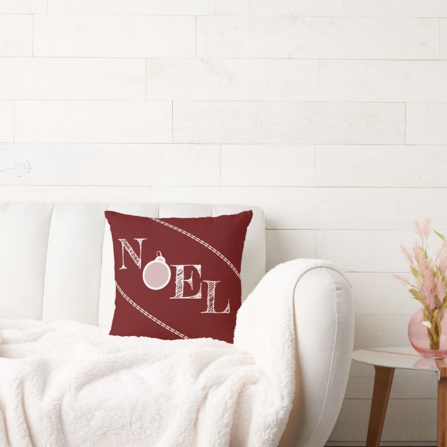 Deep Red Noel Typography jul Kudde (Soffa)