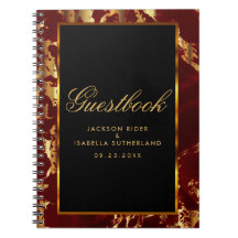 Deep Red och Guld Marble and Black - Guestbook