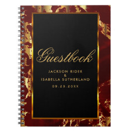 Deep Red och Guld Marble and Black - Guestbook Anteckningsbok