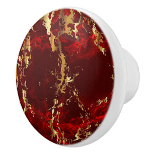 Deep Red och Guld Marble Knopp