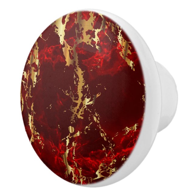 Deep Red och Guld Marble Knopp (Höger)