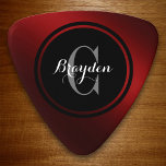 Deep Red Personlig Gitarr Plektrum<br><div class="desc">Utformning av Underbar personlig på den här anpassningsbarna,  djup röd och svart monogram/namn-gitarr-plockning.</div>