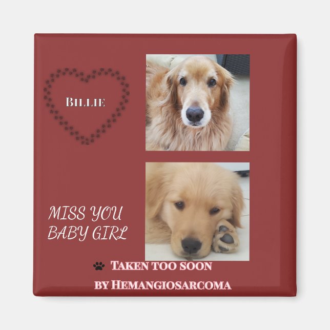 Deep Red Pet Loss Tribute Magnet (Framsidan)