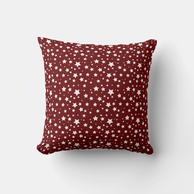Deep Red Pillow med White Star Mönster Kudde (Framsida)