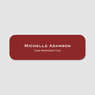 Deep Red Professionell Plain Modern Namnbricka