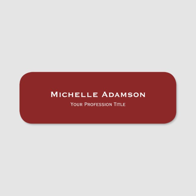 Deep Red Professionell Plain Modern Namnbricka (Framsida)