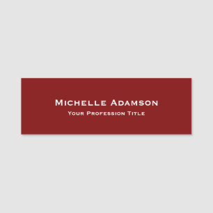 Deep Red Professionell Plain Modern Namnbricka