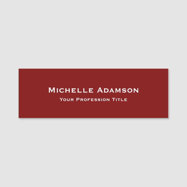 Deep Red Professionell Plain Modern Namnbricka (Framsida)