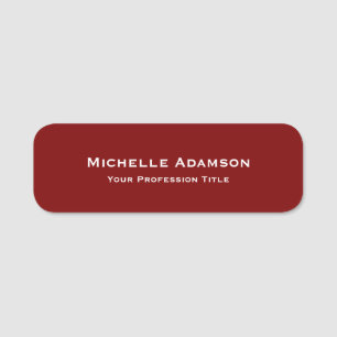 Deep Red Professionell Plain Modern Namnbricka