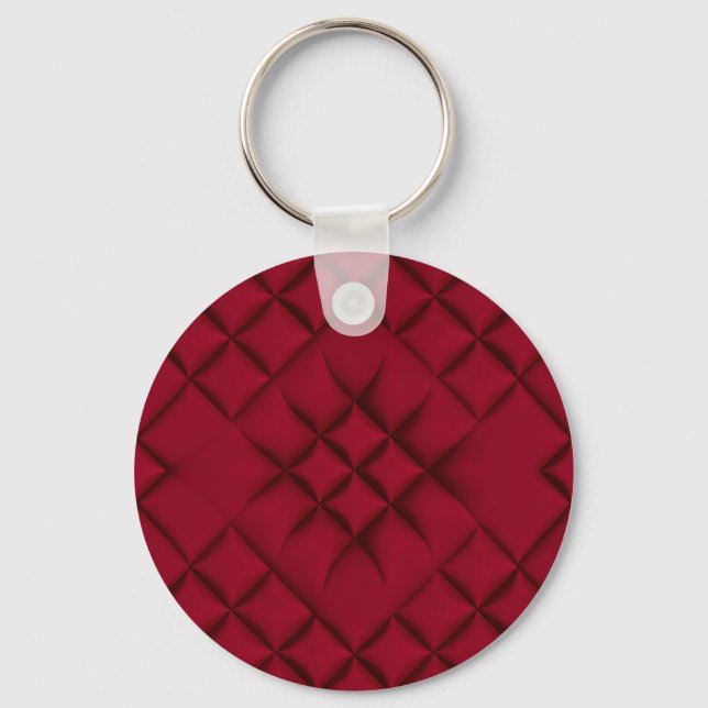 Deep Red Quilted Leather Pattern Nyckelring (Framsida)