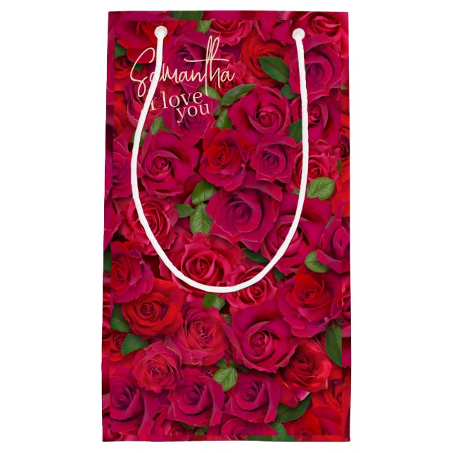 Deep Red Rose Pattern I Love You With Custom Name (Framsidan)