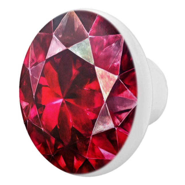 Deep Red Ruby Gem Mönster Knopp (Höger)