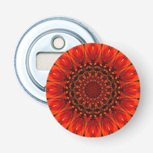 Deep Red Rudbeckia Blommigt Mandala Flasköppnare
