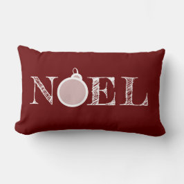 Deep Red Rustic Noel Typography jul Lumbarkudde