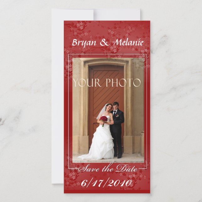 Deep Red Save Date Bröllop-fotokort Spara Datumet (Framsida)
