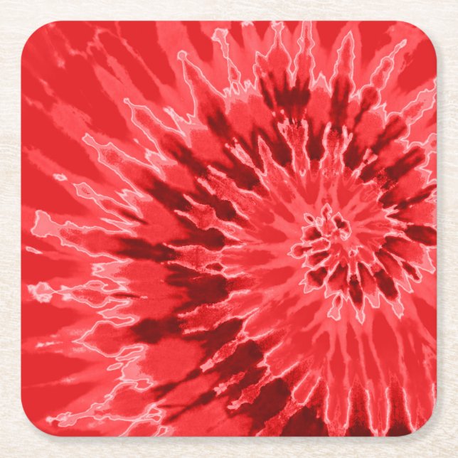 Deep Red Spiral Tie Dye Underlägg Papper Kvadrat (Framsidan)