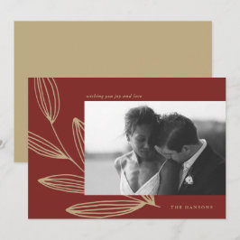 Deep Red Sprout Photo Helgdag Card Julkort
