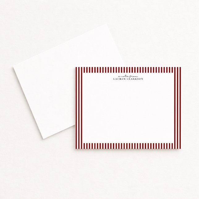 Deep Red Stripe Border Note Card Inbjudningar (Skapare uppladdad)