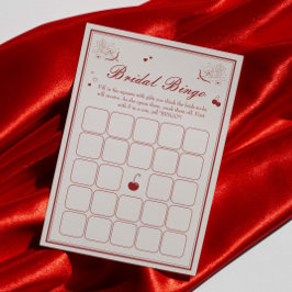 Deep Red Valentine Bridal Shower Bingo Game Card Inbjudningar