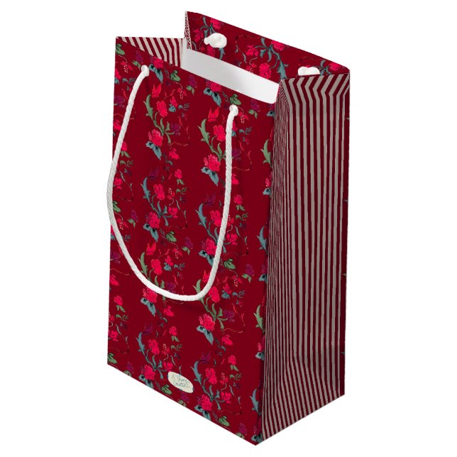 Deep Red Wassail Blommigt Gift Bag (Baksidan Vinklad)