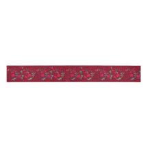 Deep Red Wassail Blommigt Ribbon