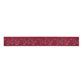 Deep Red Wassail Blommigt Ribbon