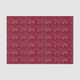 Deep Red Wassail Blommigt Tissue Paper
