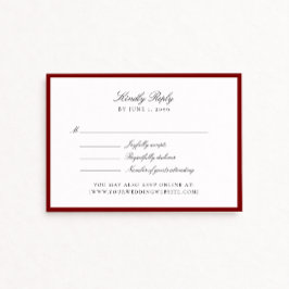 Deep Red Wedding Rsvp card OSA Kort