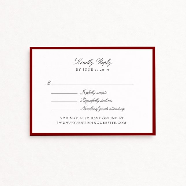 Deep Red Wedding Rsvp card OSA Kort (Skapare uppladdad)