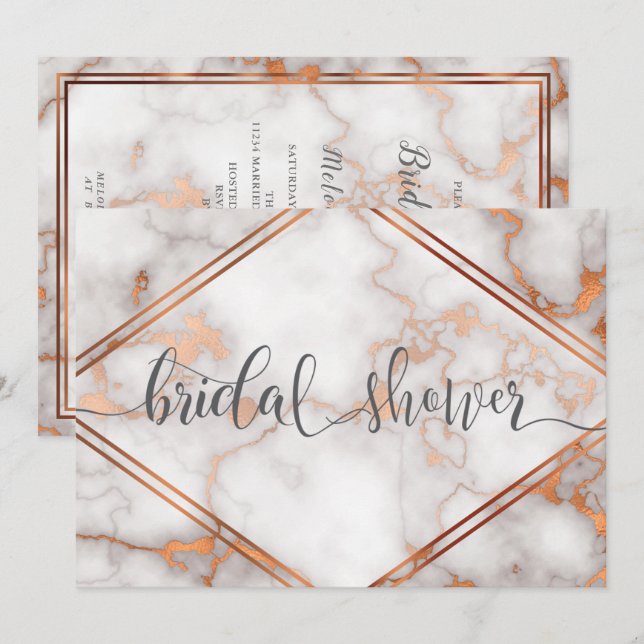 Deep Ro Guld / kopparskiffer Inbjudningar (Fram/baksida)